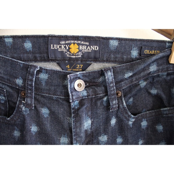 Lucky Brand Dotted Charlie Skinny Jeans 4 27 Preowned Dark - Picture 3 of 9